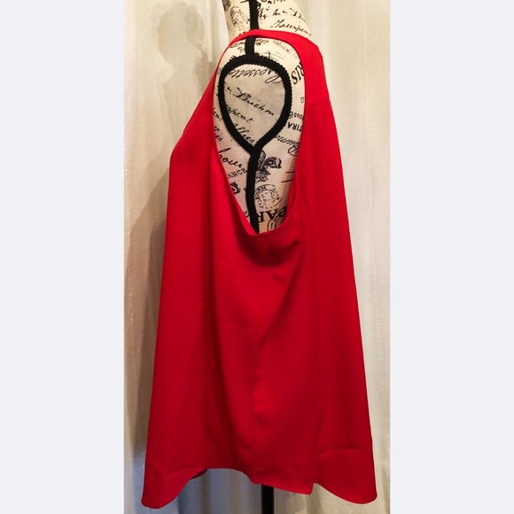 Red Scoop Neck Sleeveless Blouse - Picture 4 of 11